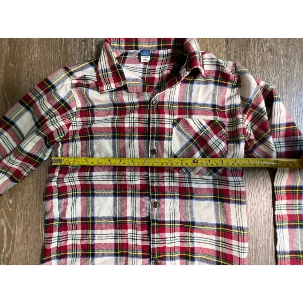Old‎ Navy Flannel Shirt Unisex Kids L 10-12 Red Plaid Button